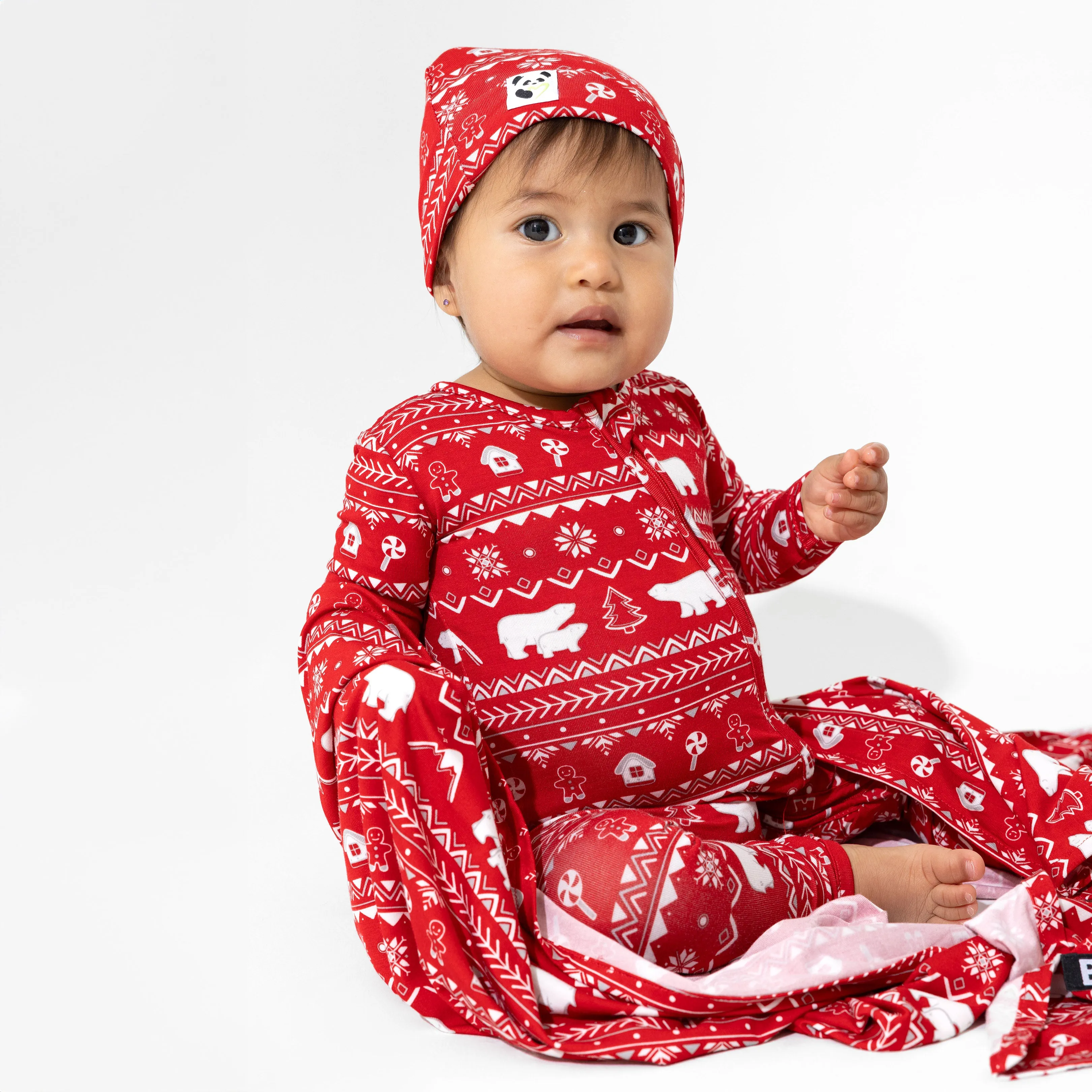 Polar Isle Red Bamboo Convertible Footie