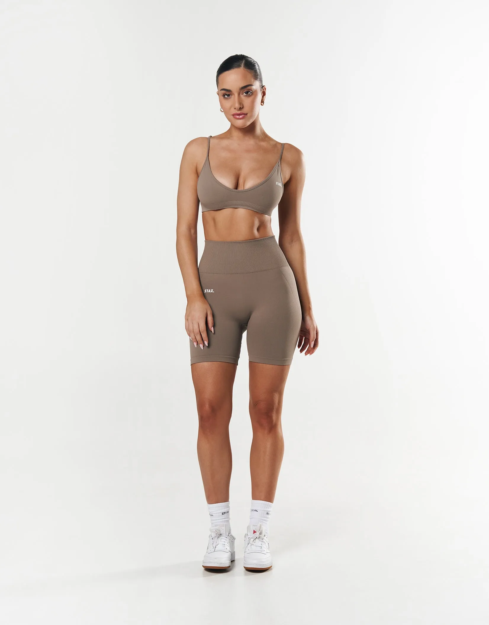 Premium Seamless Midi Bike Shorts - Brown