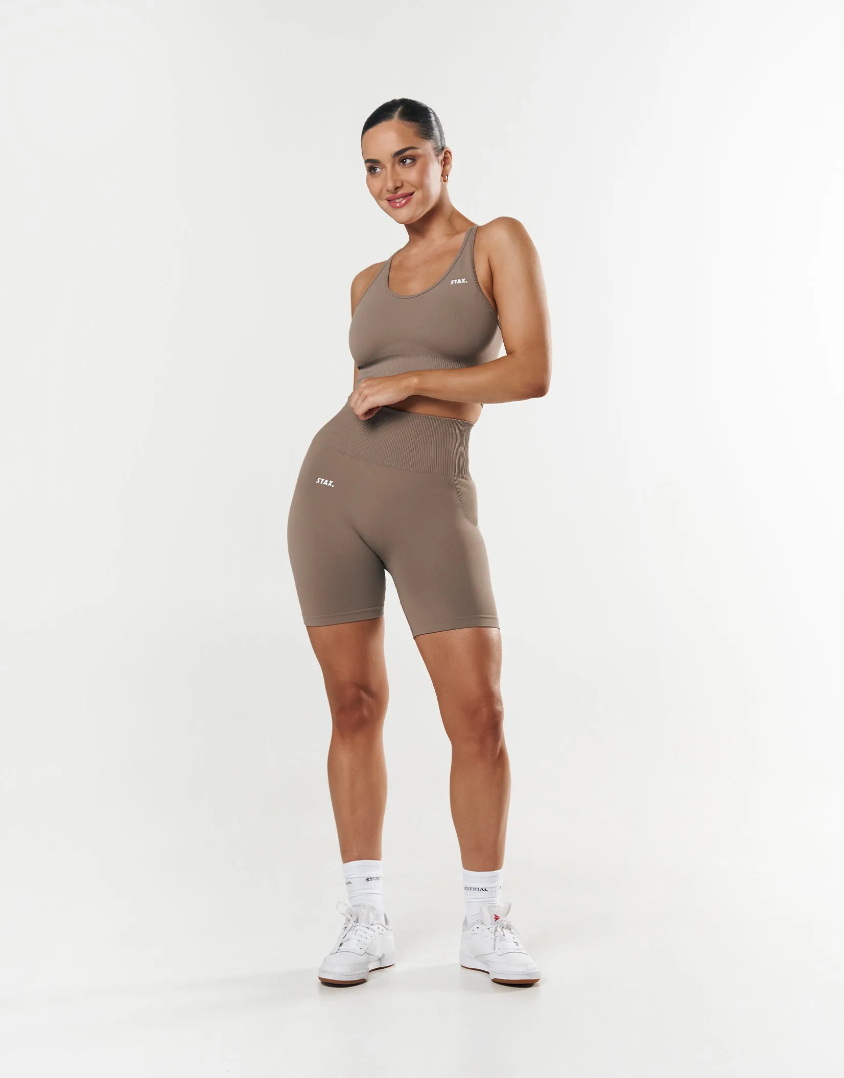 Premium Seamless Midi Bike Shorts - Brown