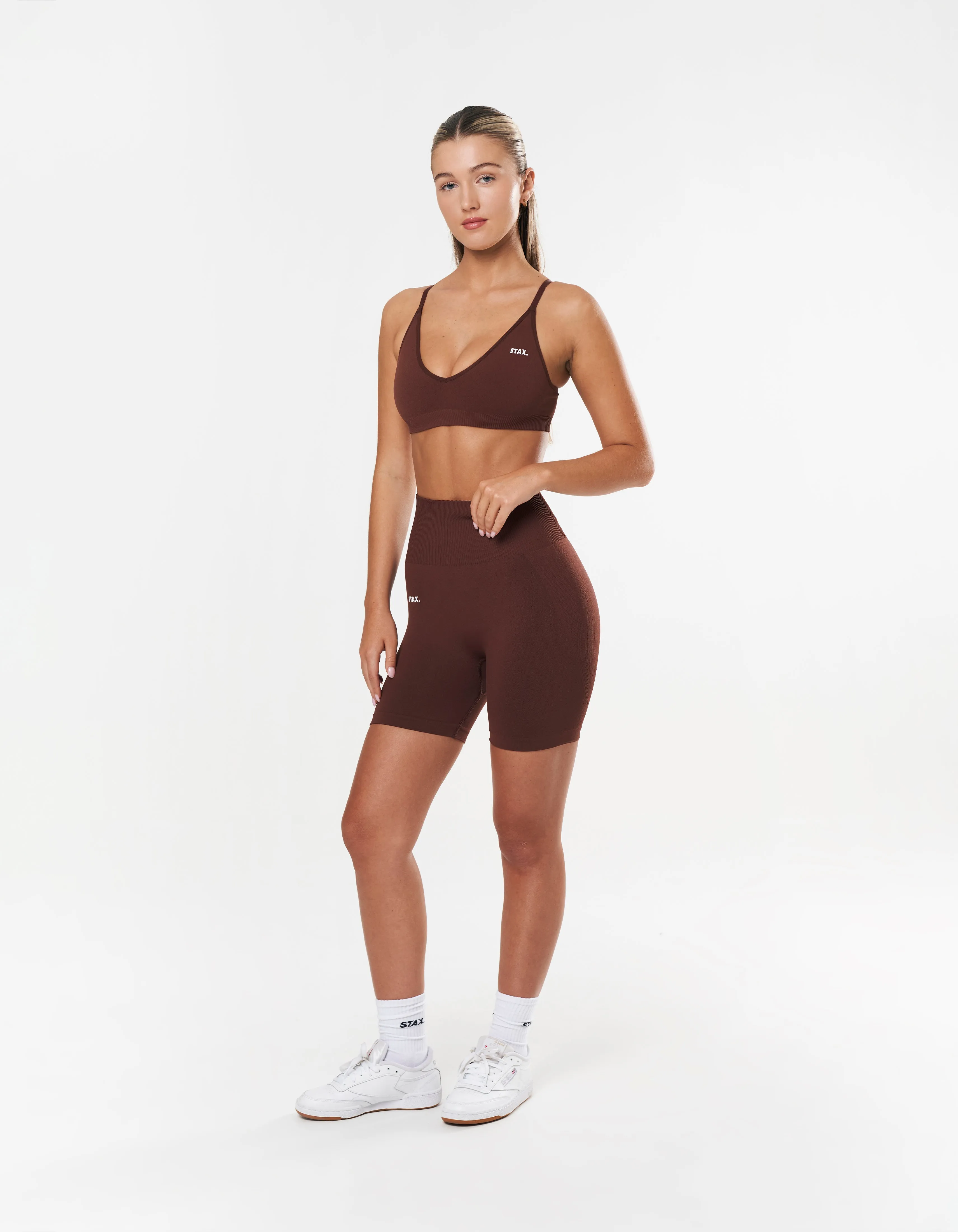 Premium Seamless Midi Bike Shorts - Umber