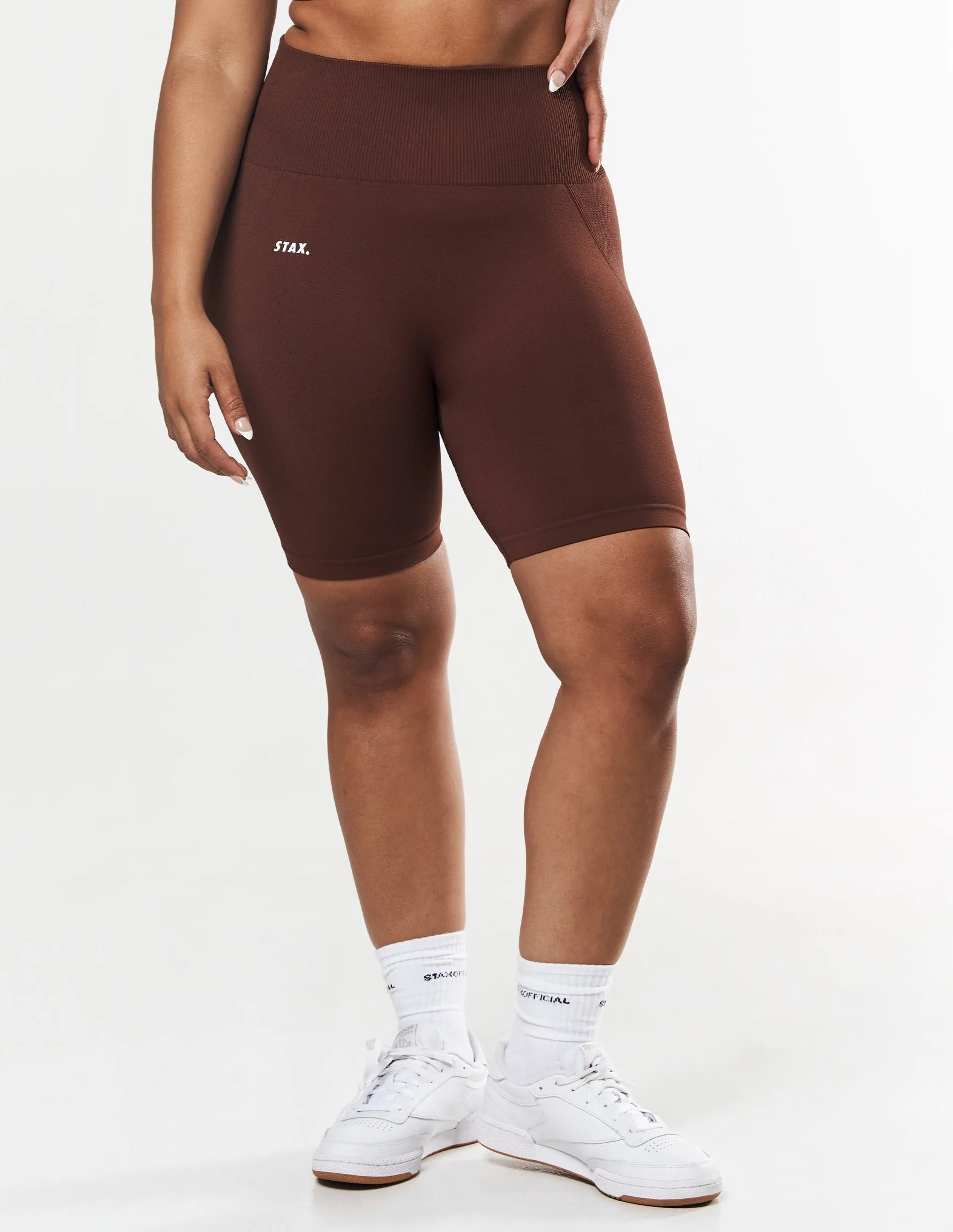 Premium Seamless Midi Bike Shorts - Umber