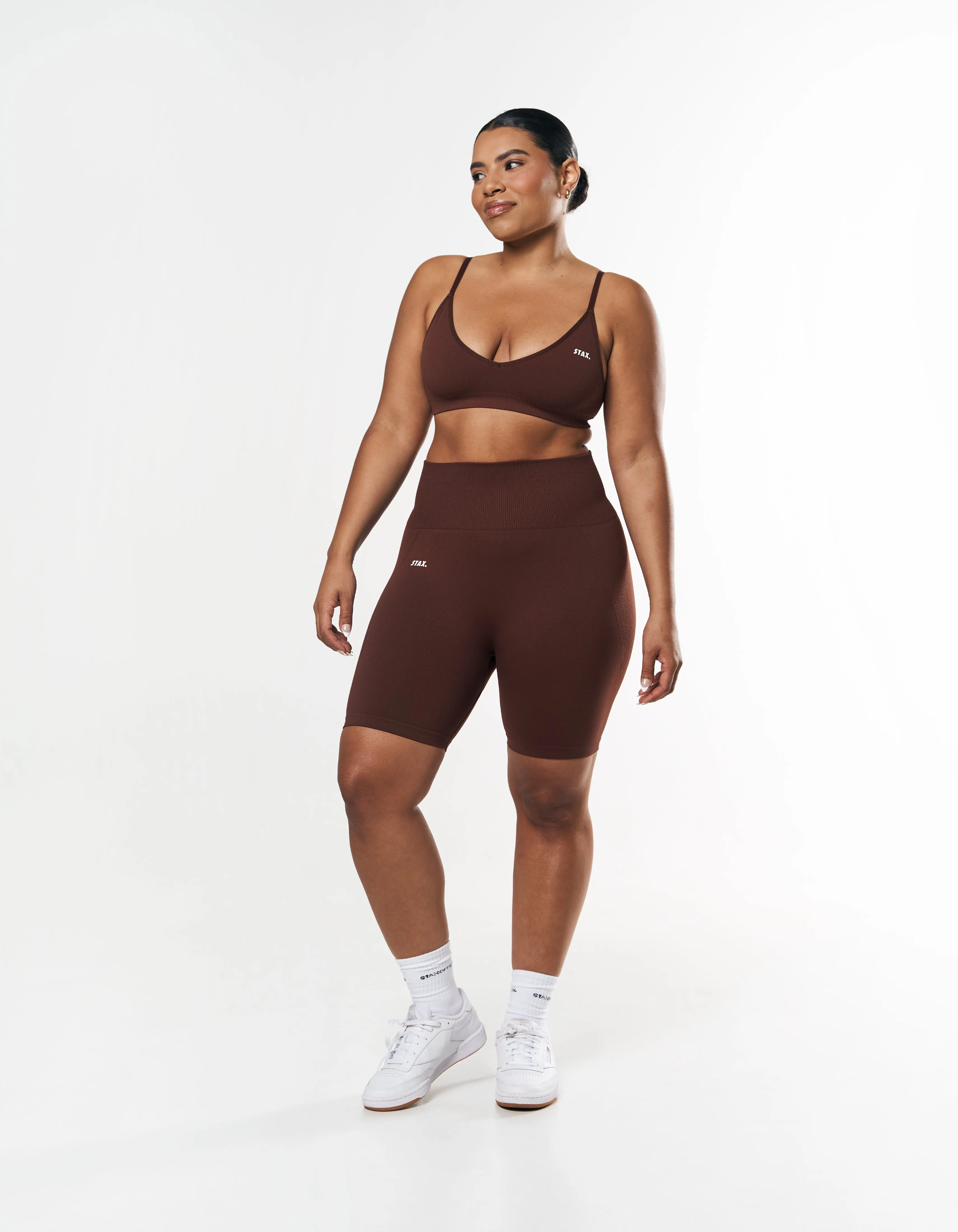 Premium Seamless Midi Bike Shorts - Umber