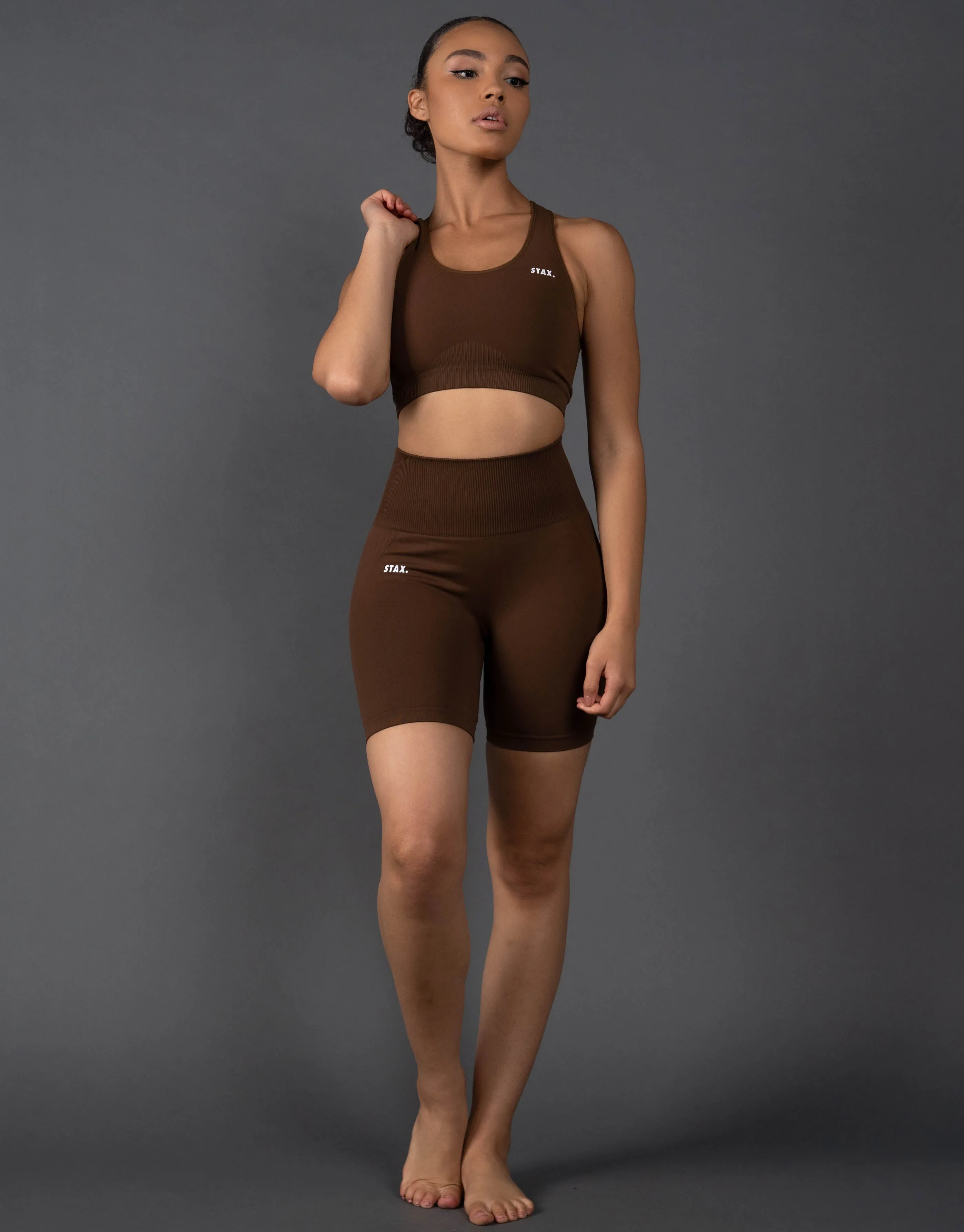 Premium Seamless Midi Bike Shorts V5.1 - Bark