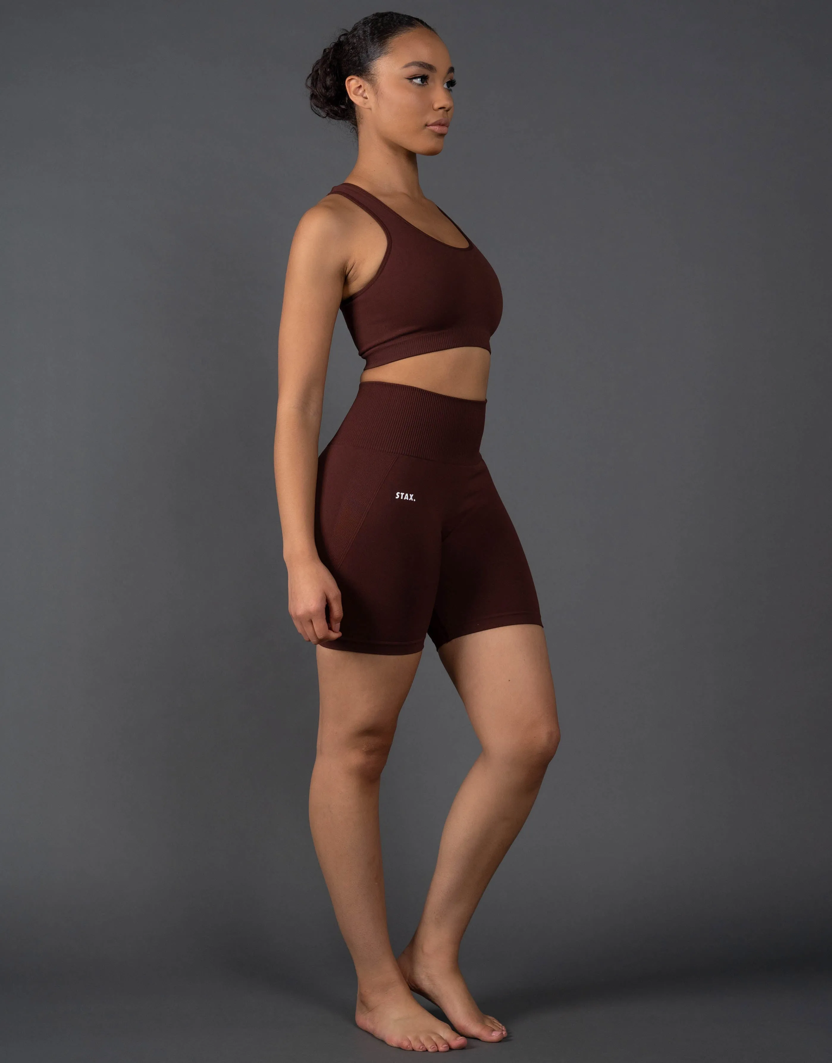 Premium Seamless Racer Crop V5.1 - Umber Brown