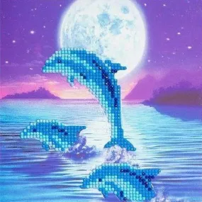 "Moonlight Dolphins" Crystal Card Kit