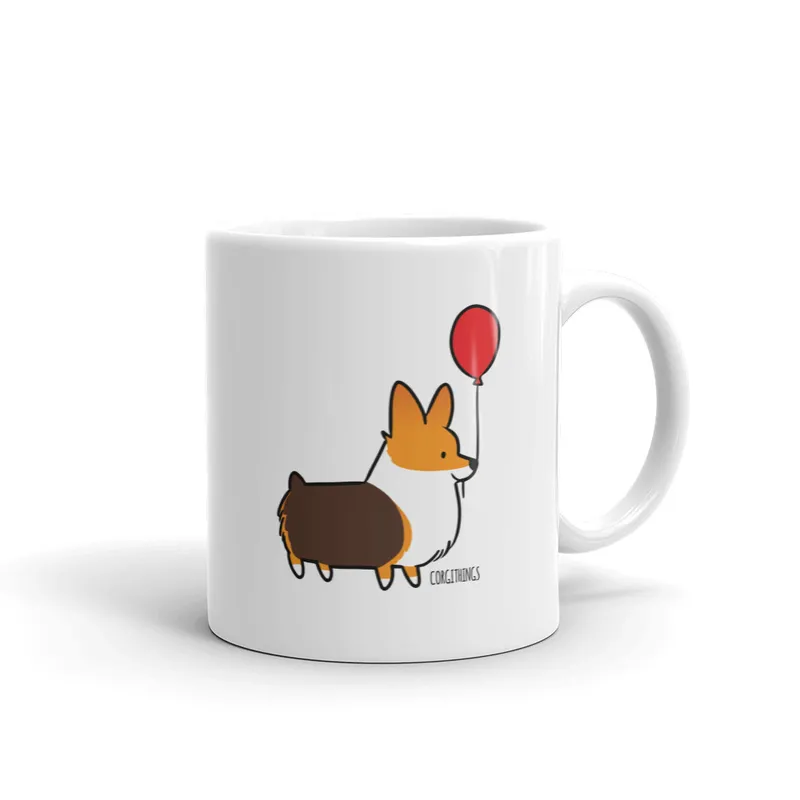 Red Balloon Corgi Mug | 11oz or 15oz