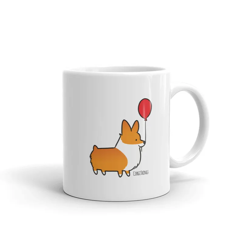 Red Balloon Corgi Mug | 11oz or 15oz