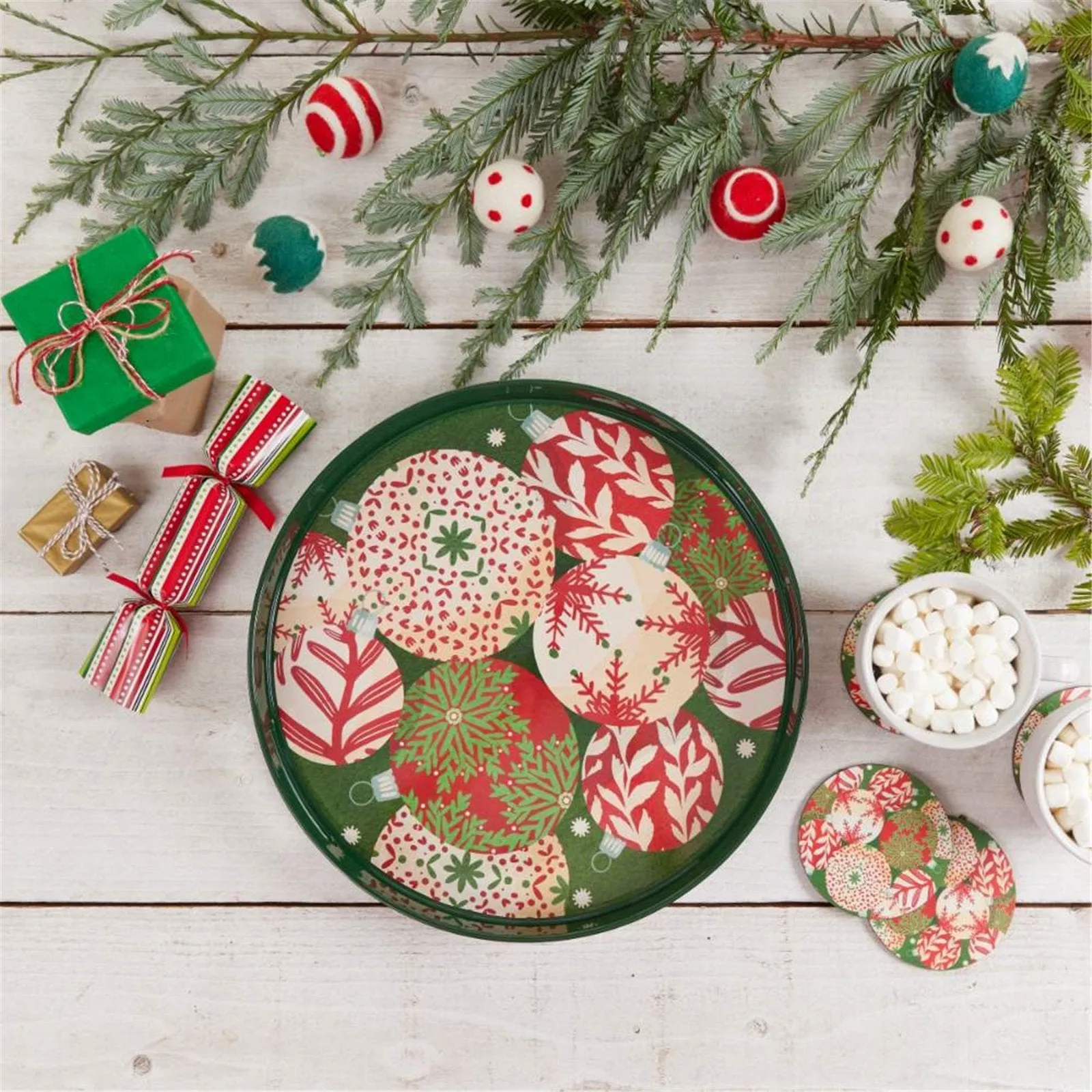 Scandi Ornaments Round Coaster - Set of 4