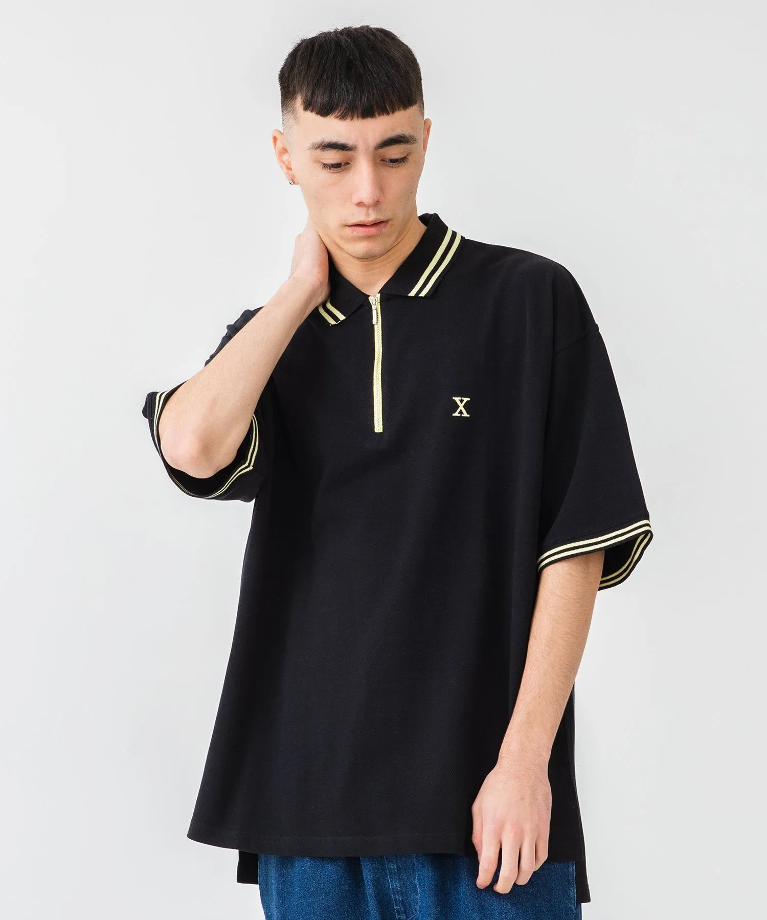 S/S HALF ZIP BIG POLO SHIRT