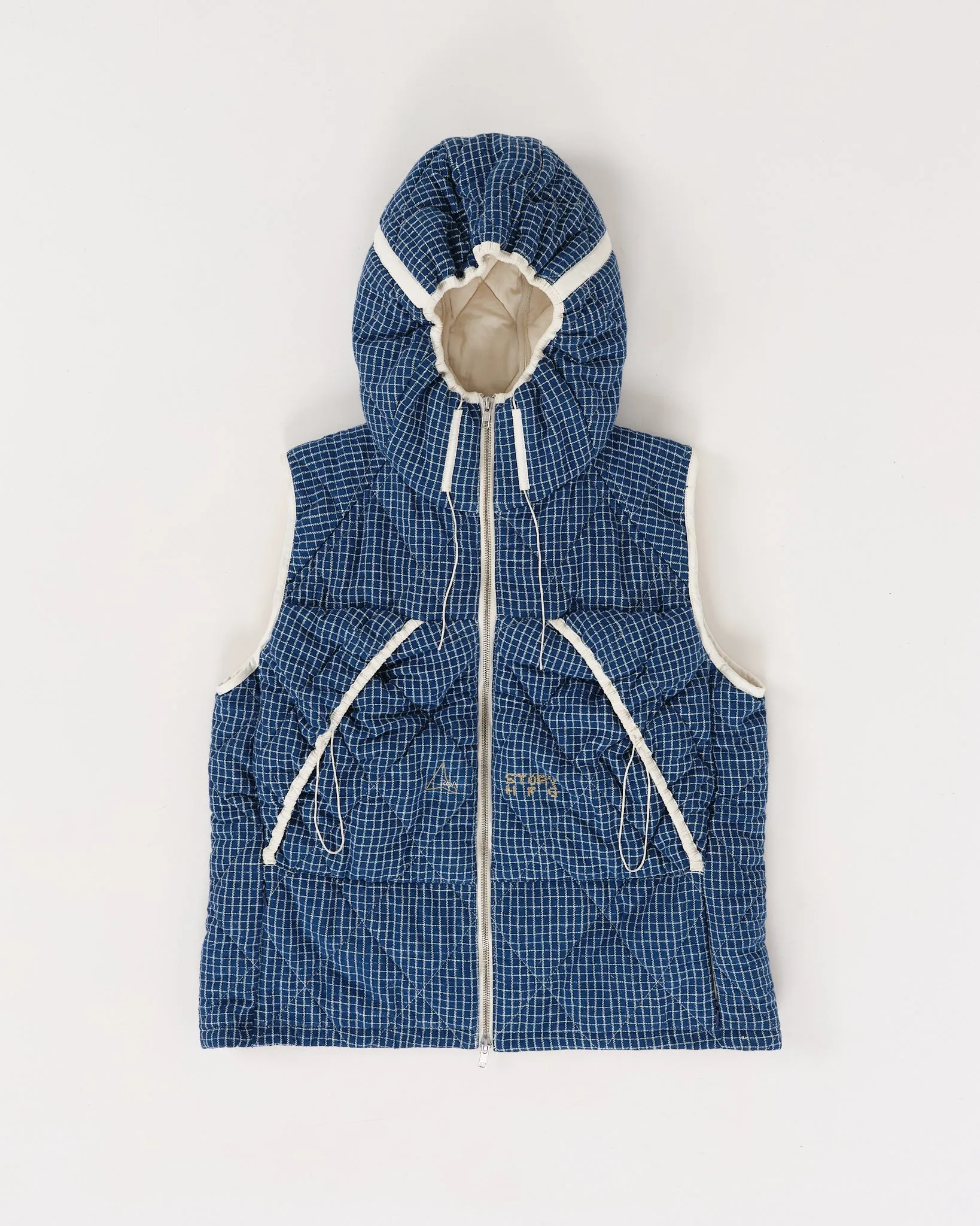 Story mfg. x ROA Vest - Indigo Check Handloom