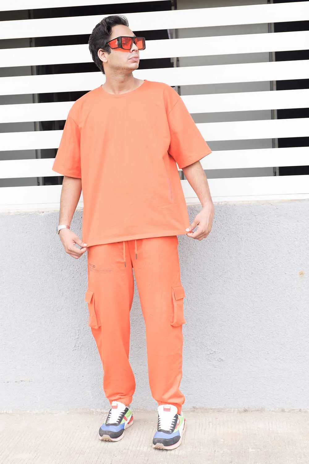 Tangerine Oversized T-shirt Jog Co-ord