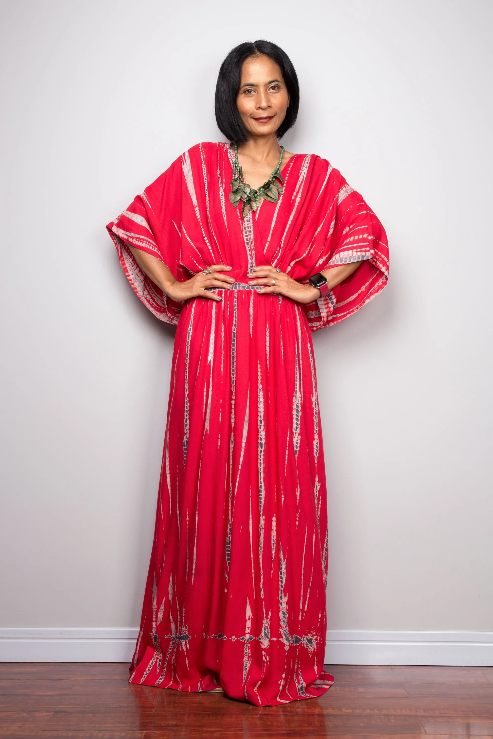 Tie dye kimono kaftan dress