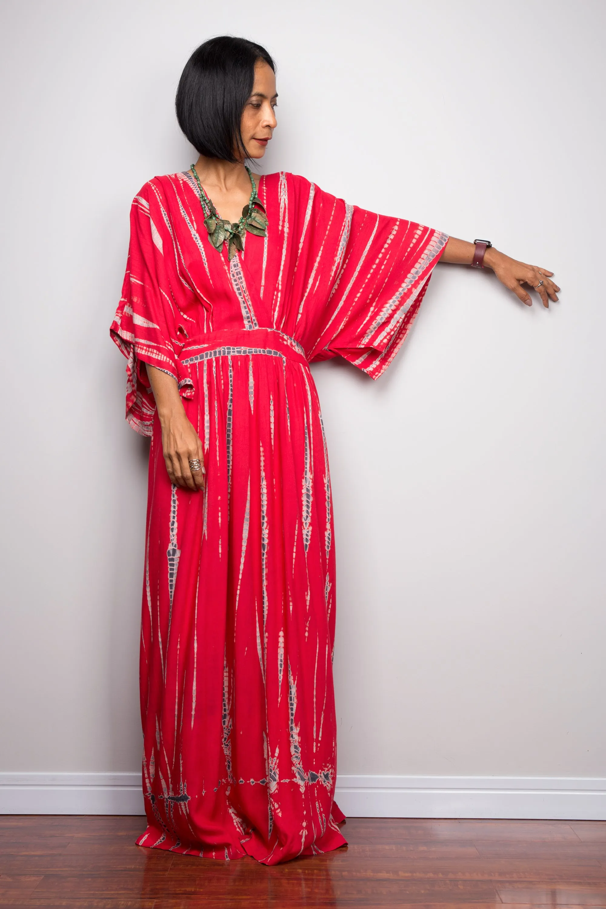 Tie dye kimono kaftan dress