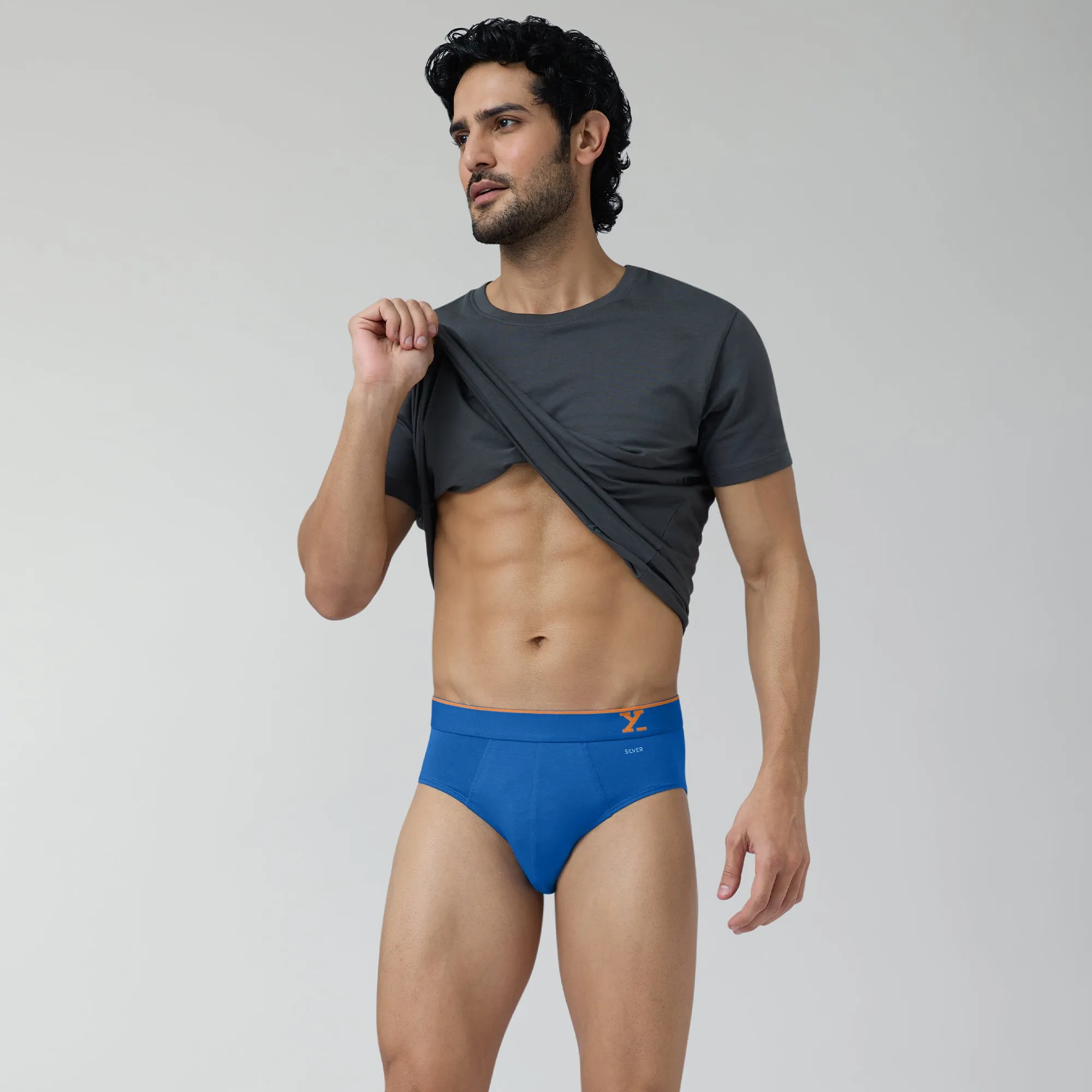 Traq Silver Cotton Briefs Horizon Blue