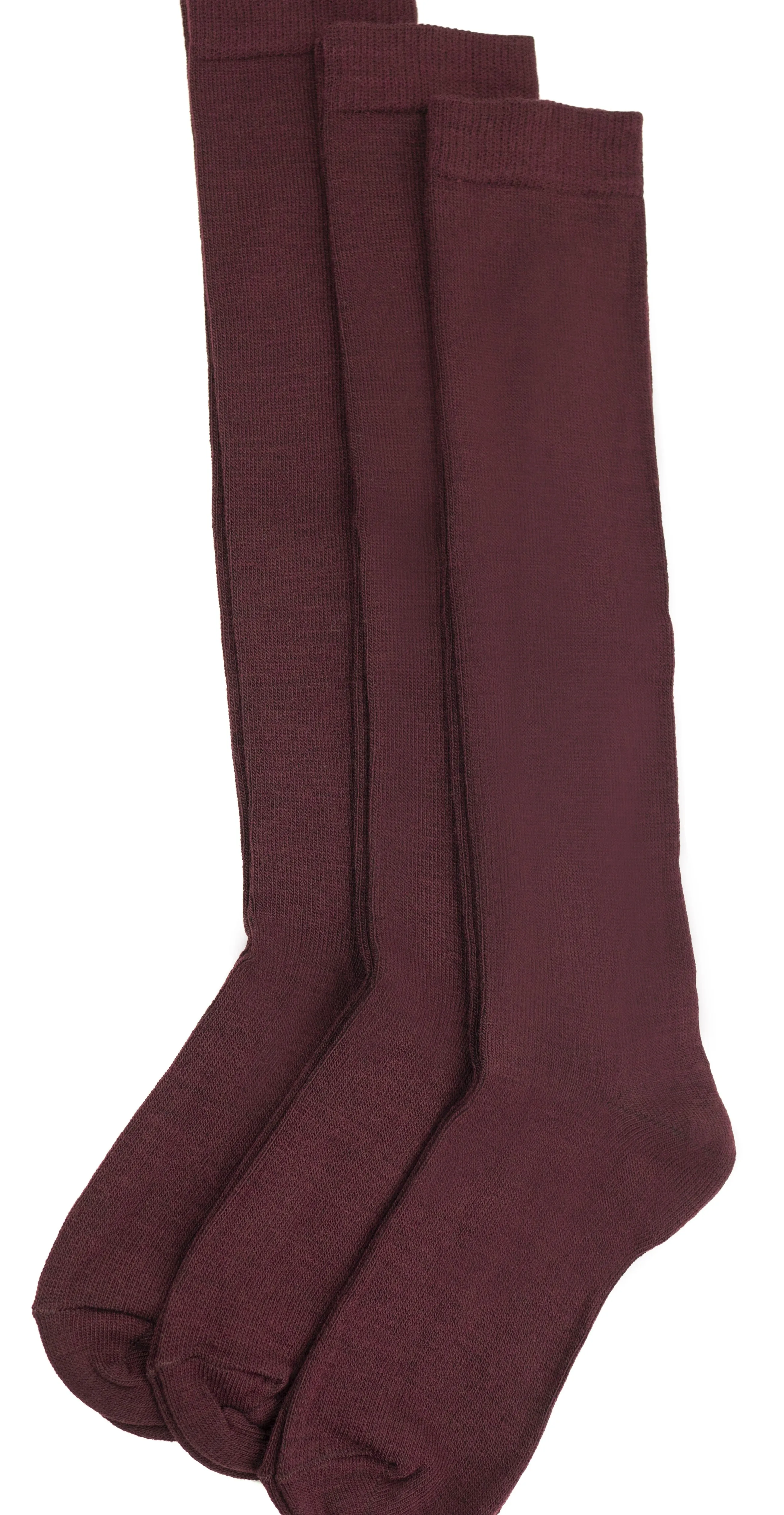 Women's Classic Flat Knit Acrylic Orlon Knee High Socks 3 Pair Pack