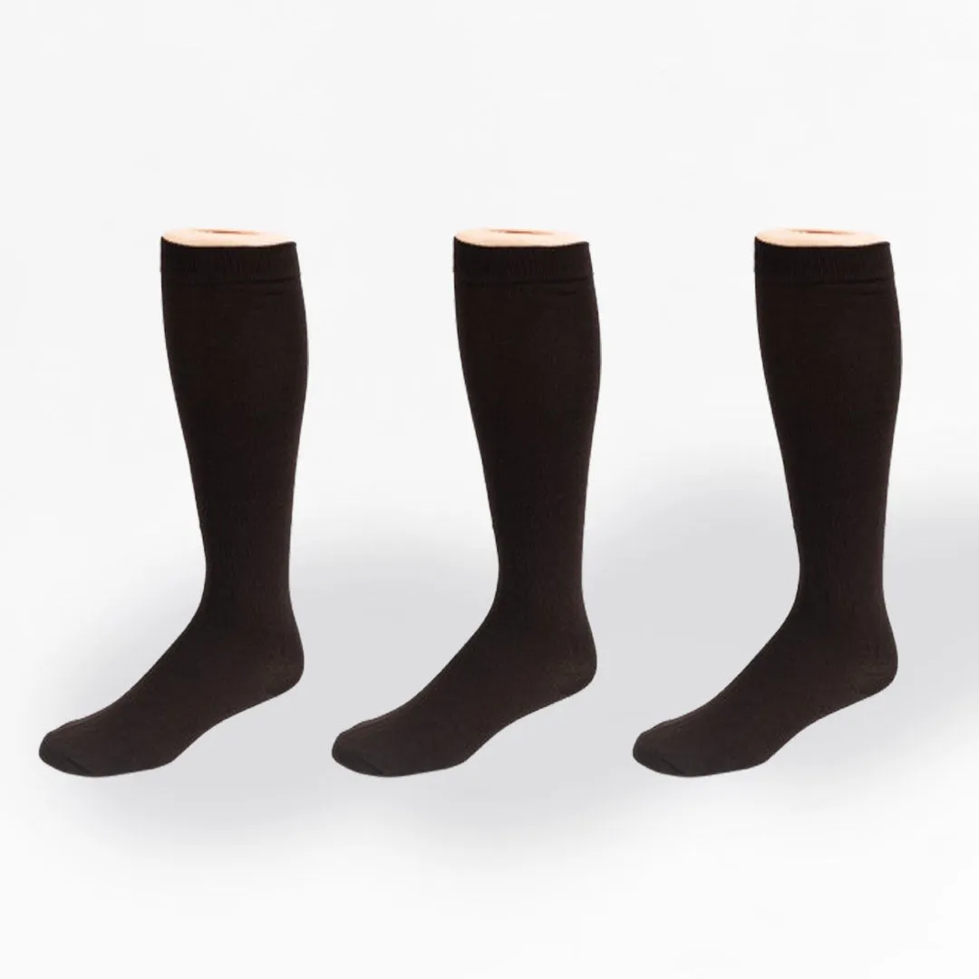 Women's Classic Flat Knit Acrylic Orlon Knee High Socks 3 Pair Pack