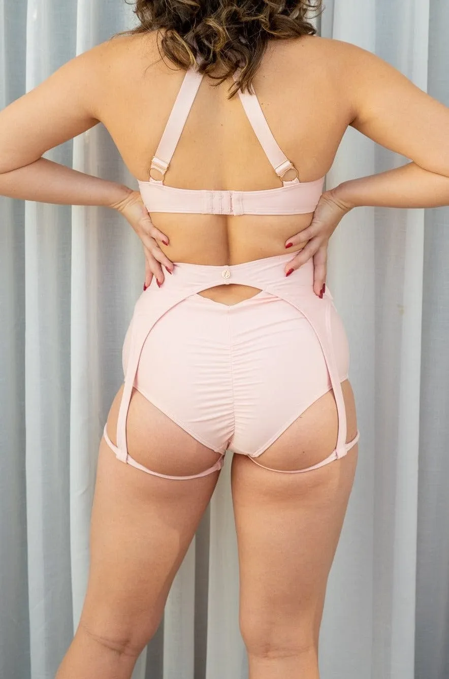 Zara High Waist Bottoms - Buckle Garter Recycled Bottom Blush